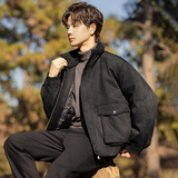 2025冬男款羊羔毛领鹿皮绒标90羽绒外套A230-0031-P259(控359），女装短外套，电商A230