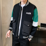 2025秋季男女款撞色印花棒球领宽松夹克外套A230-013-P145(控185)，男装夹克，电商A230