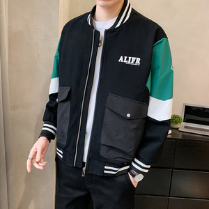2025秋季男女款撞色印花棒球领宽松夹克外套A230-013-P145(控185)图片