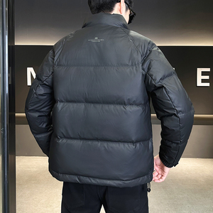 2025冬男修身立领撞色印花主推皮羽绒外套A230-611-P165(控265）图片