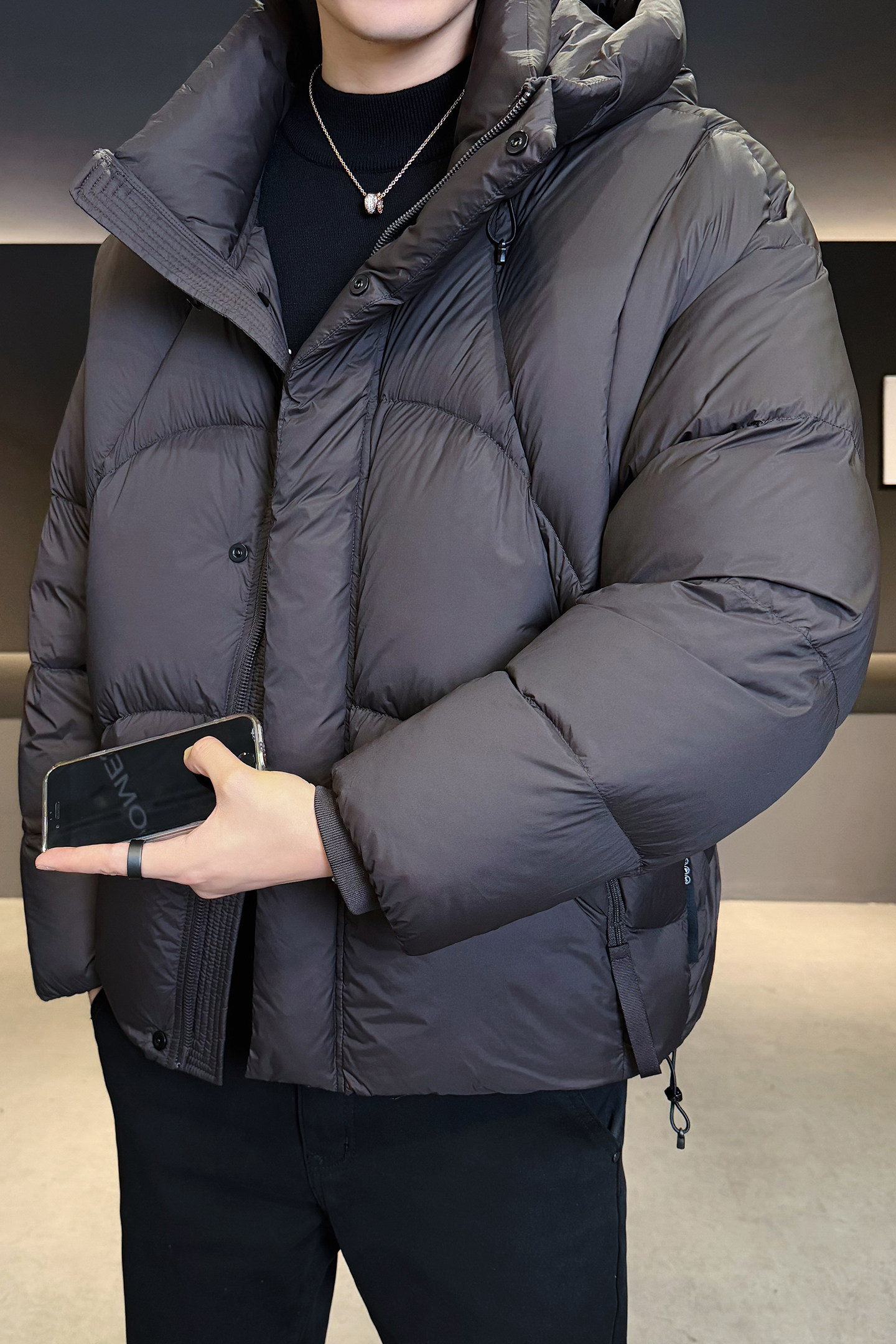 2025年冬男女款连帽新标90泡芙穿刺羽绒服A230-5853-P358(控499,男装羽绒服,电商A230