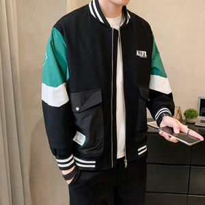 2025春季男女款撞色印花棒球领宽松夹克外套A230-013-P145(控185),男装夹克,电商A230