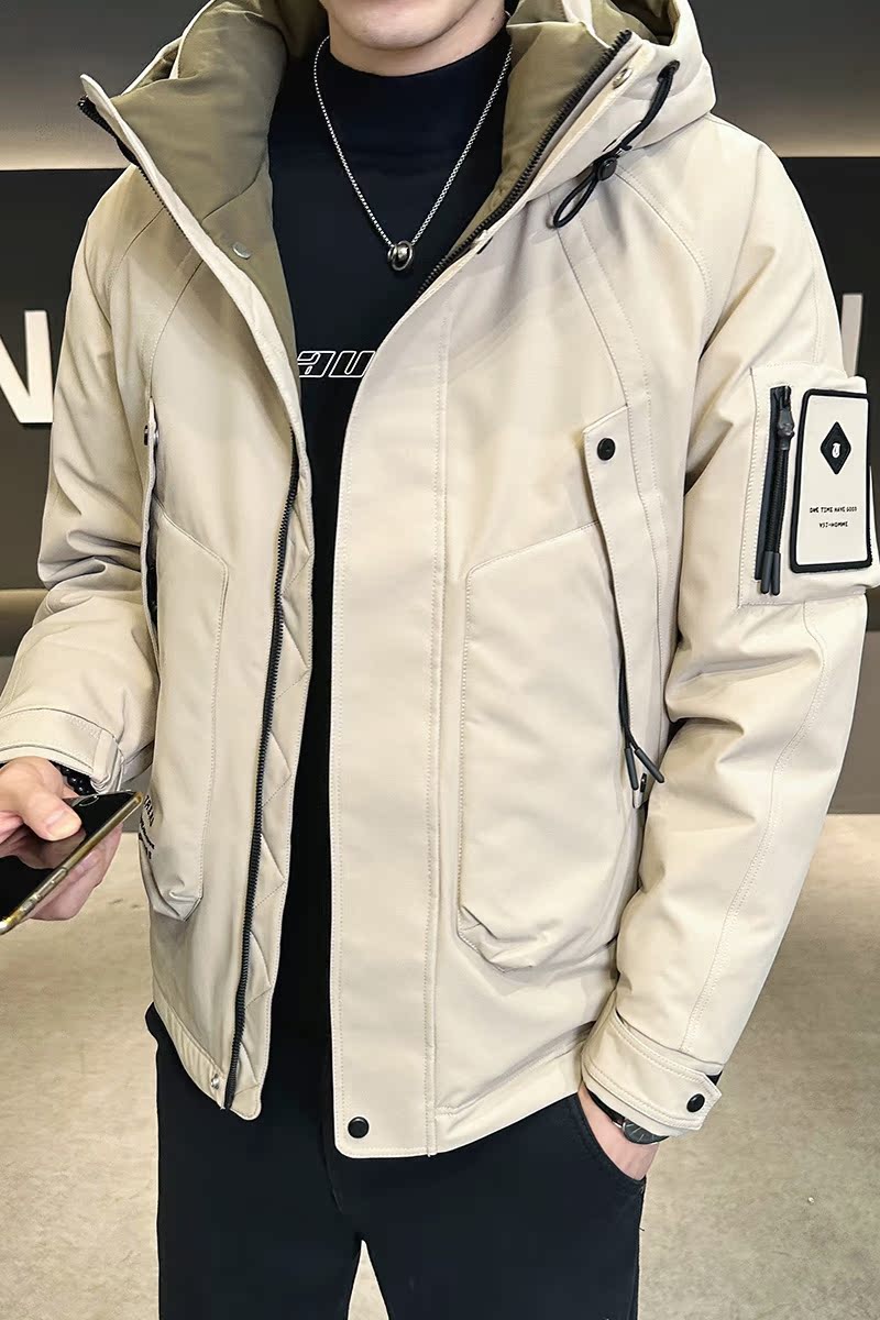 2025年冬季男士修身印花工装中长款羽绒服A230-18009-P228(控328),男装羽绒服,电商A230