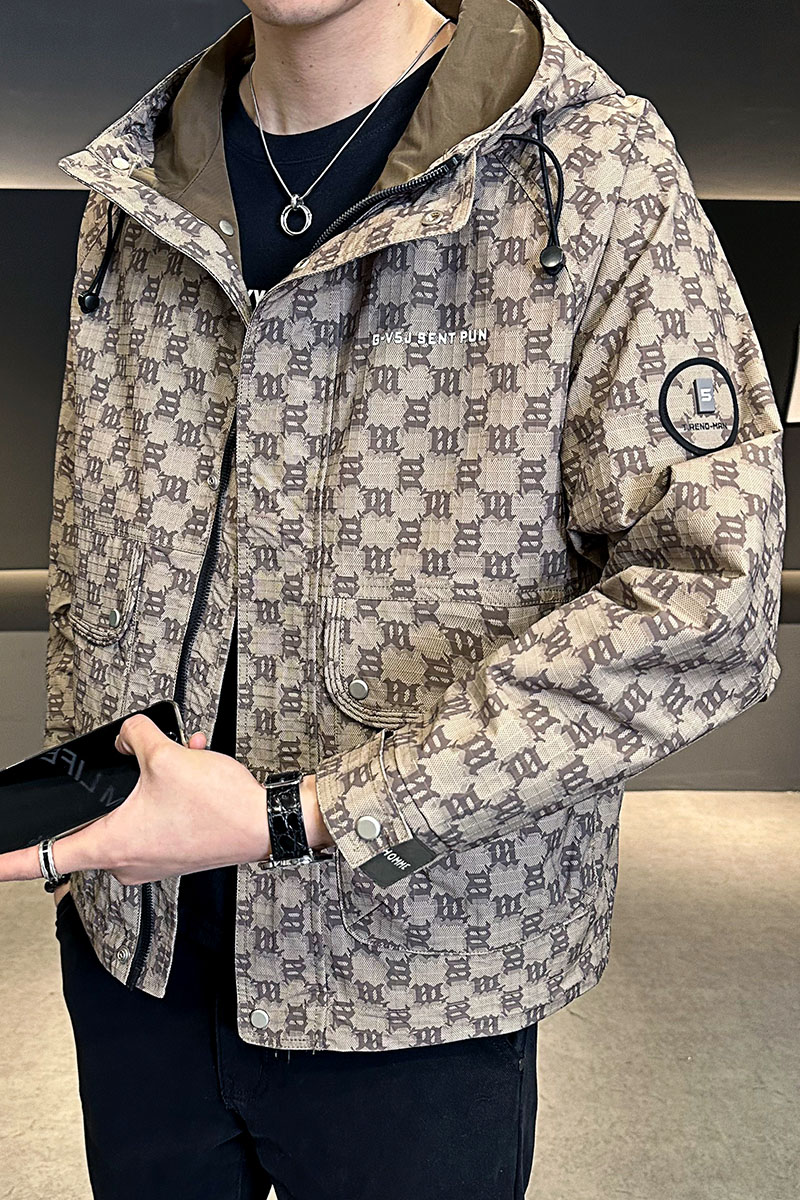 2025春秋男款微宽松字母印花连帽夹克外套A230-24011-P165(控238),男装夹克,电商A230