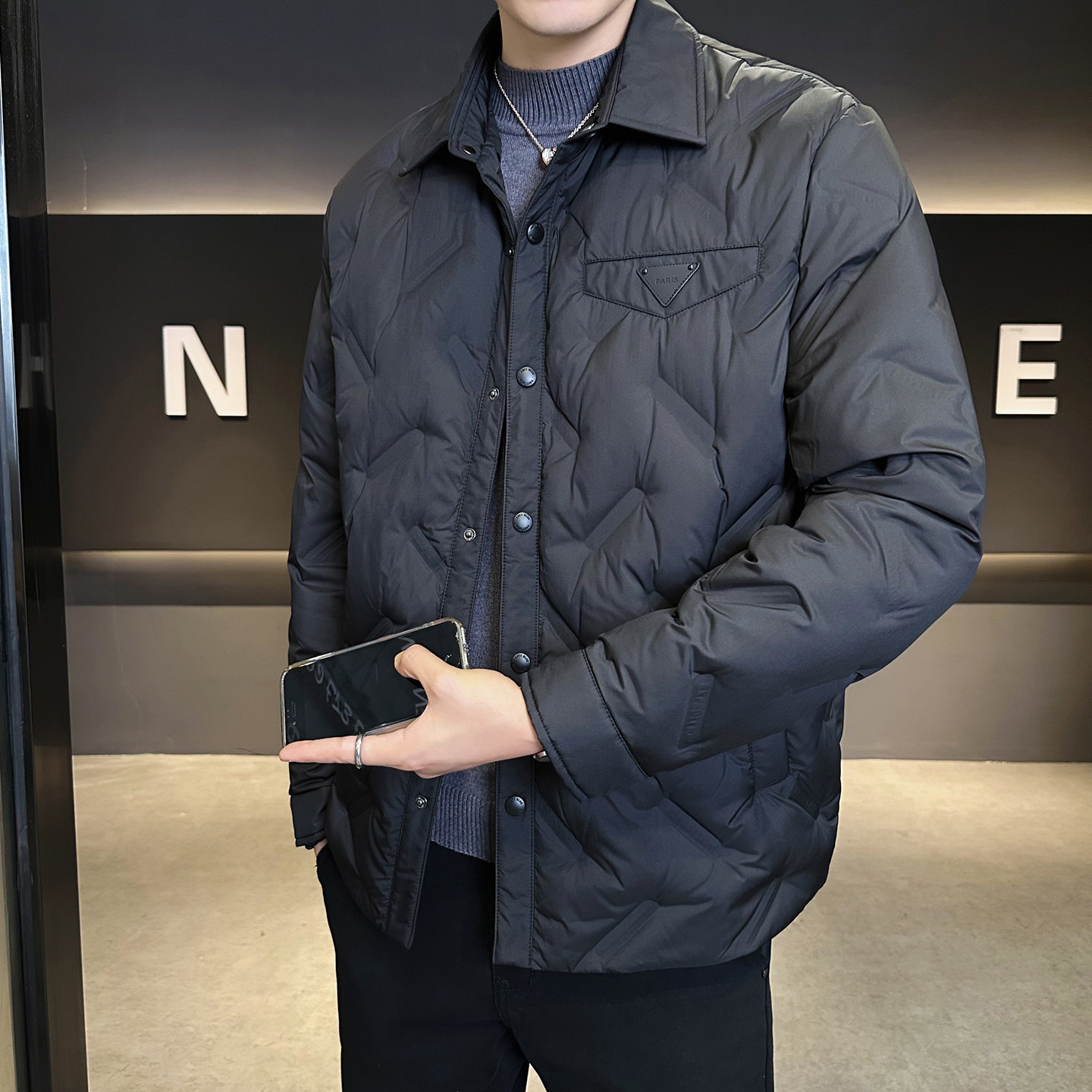 2025冬男修身方领90%白鹅绒轻薄羽绒服A230-A999-P239(控299),男装羽绒服,电商A230