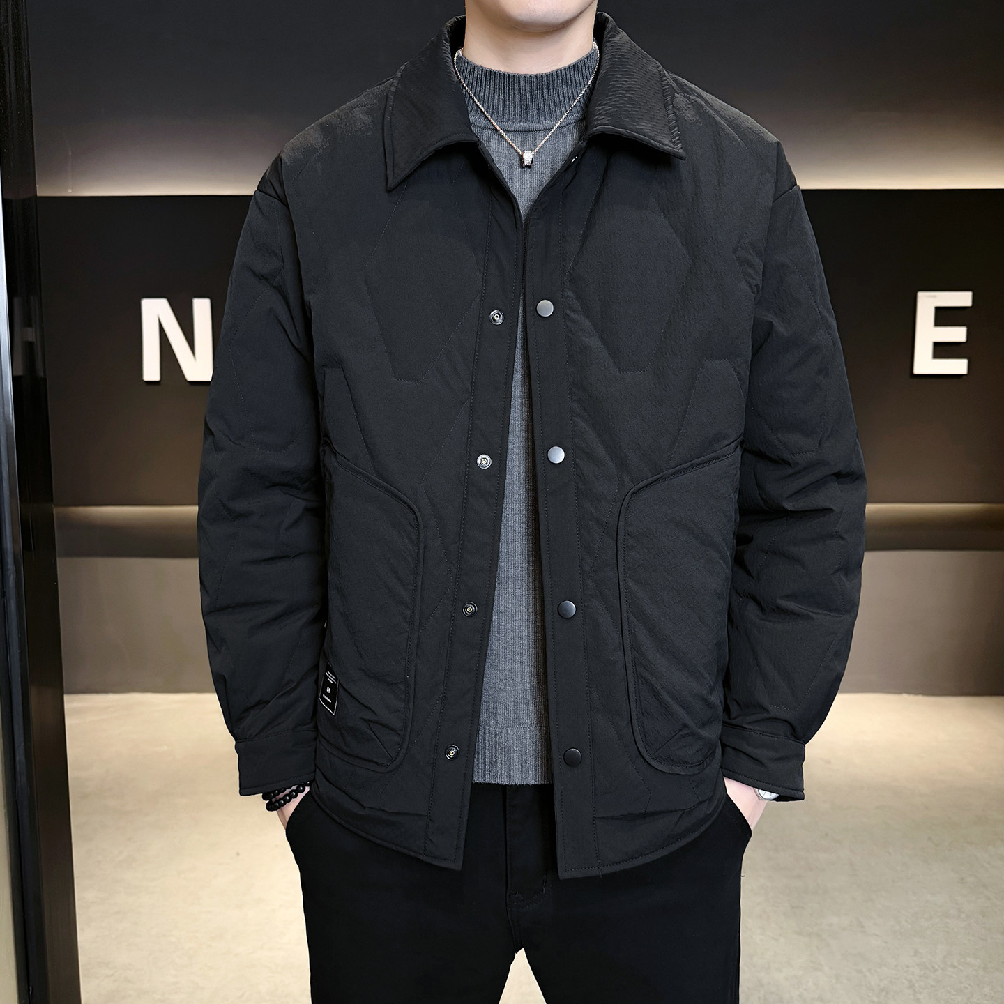 2025冬男修身新标50%白鸭绒轻薄羽绒服A230-6665-P165（控238）,男装羽绒服,电商A230