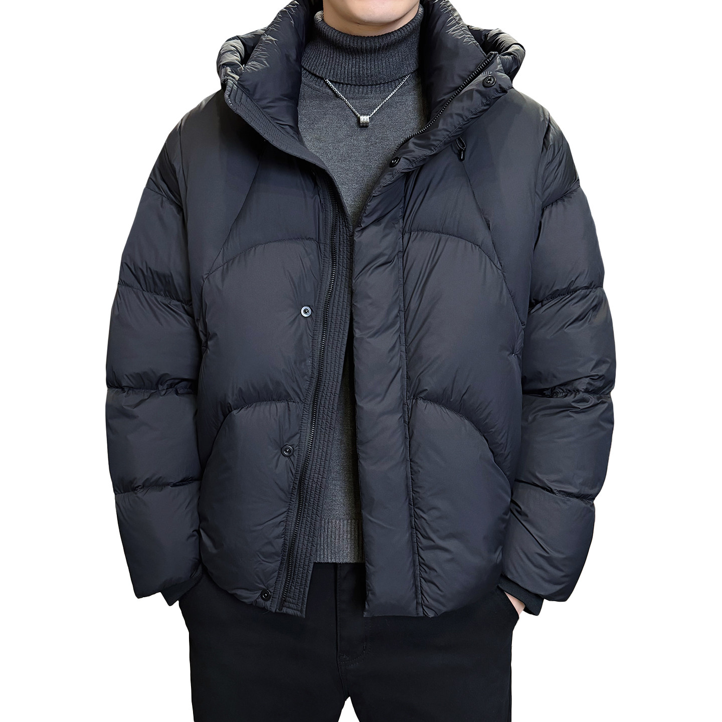 2025年冬男女款连帽新标90泡芙穿刺羽绒服A230-5853-P358(控499,男装羽绒服,电商A230