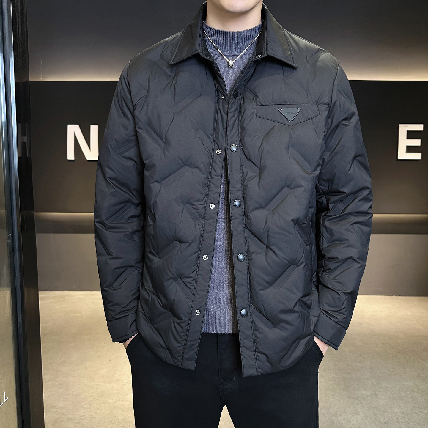 2025冬男修身方领90%白鹅绒轻薄羽绒服A230-A999-P239(控299),男装羽绒服,电商A230