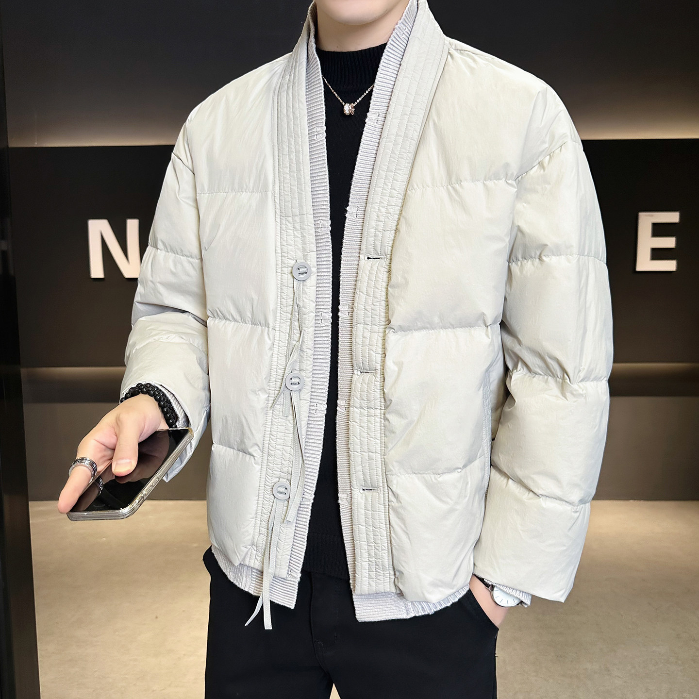 2025年冬男微阔标90针织拼接西装羽绒服A230-95718-P268(控368),男装西服套装,电商A230
