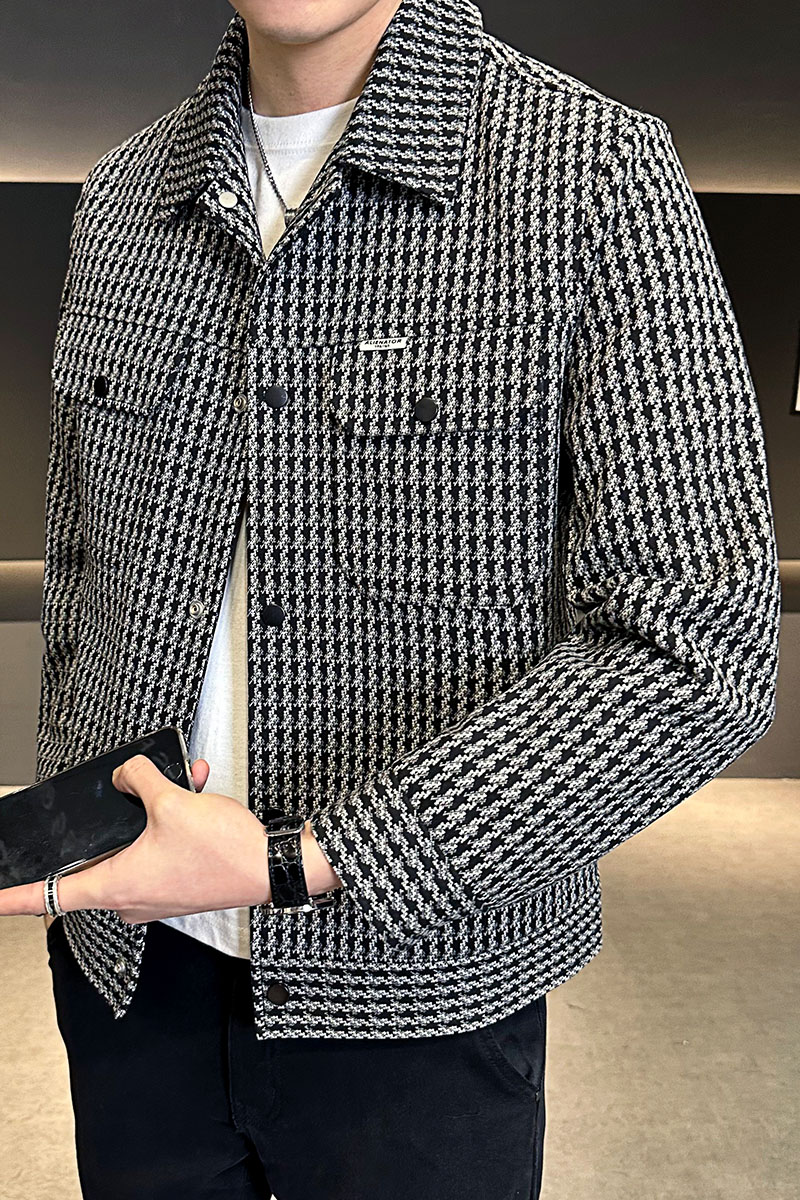 2025秋季男款修身千鸟格经典休闲夹克外套A230-9003-P185(控245),男装夹克,电商A230