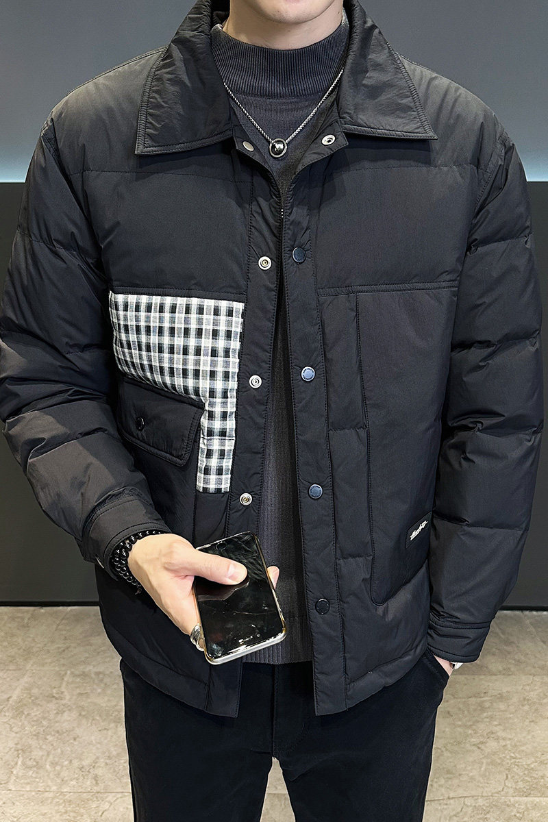 2025年冬季男微宽松修身民族风拼色羽绒服A230-23655-P165(控265),男装民族服装,电商A230