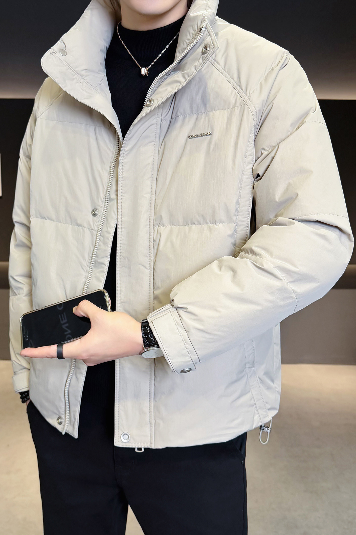 2025冬男修身立领小标标50%白鸭绒羽绒服A230-7900-P195(控299),男装羽绒服,电商A230