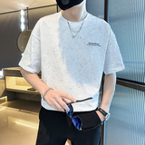 2025年夏男款宽松版水洗花字母胶印圆领短袖A230-88851-P50(控78)，男装T恤，电商A230