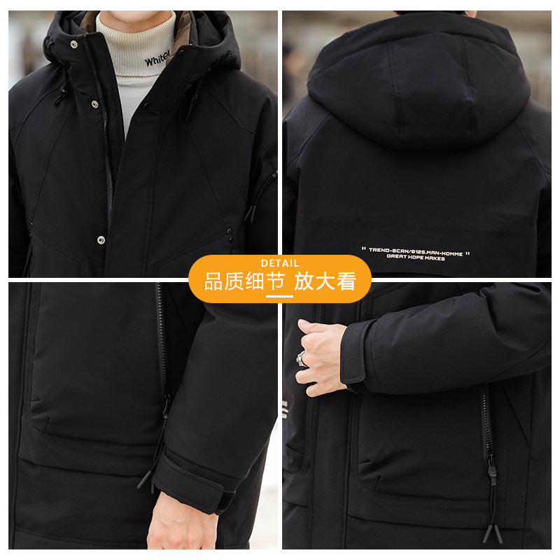 2025年冬季男款修身工装印花中长款羽绒服A230-18012-P238(控338),男装羽绒服,电商A230