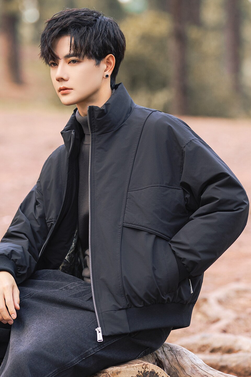 2025年冬男微宽松立领标90工装式羽绒服A230-95710-P220(控320),男装羽绒服,电商A230
