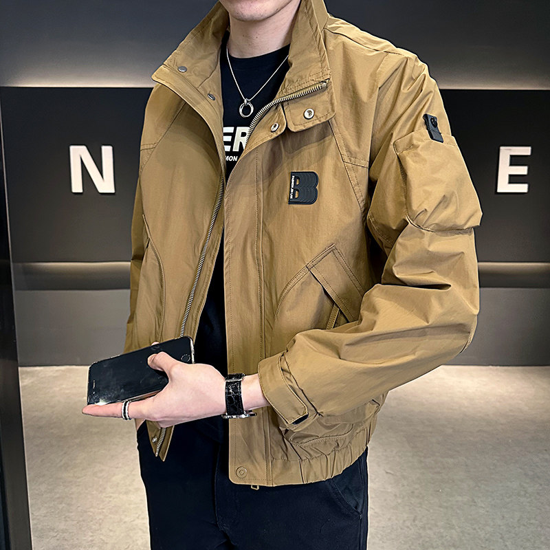 2026春季男士款立领B字母微阔工装夹克外套A230-1087-P150(控195)，男装夹克，电商A230