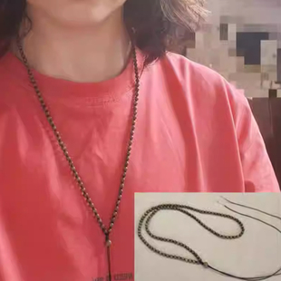 天然绿檀木小珠细链项链吊坠绳手机眼镜挂脖绳美坠百搭香味男女
