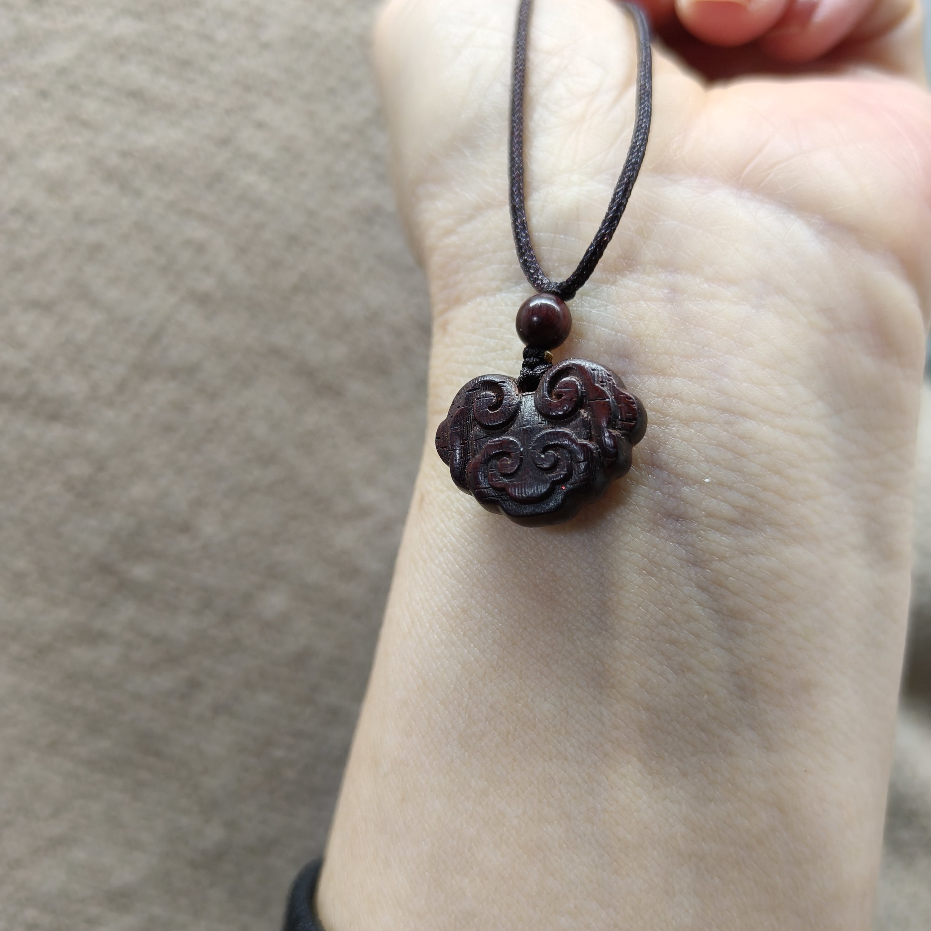 印度小叶紫檀平安如意锁项链毛衣链如意连连好事成双男女木质吊坠