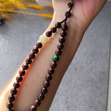 天然印度小叶紫檀木手机挂绳把玩件挂链8mm短款防摔防丢男女莲花