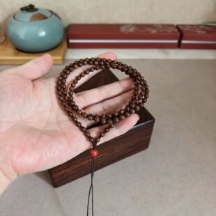 天然金丝檀木4mm小珠细链木质男女款简约百搭系扣吊坠项链绳