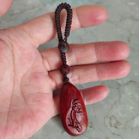 天然印度小叶紫檀木手捻莲花水滴钥匙扣挂件儿财源滚滚好运连连