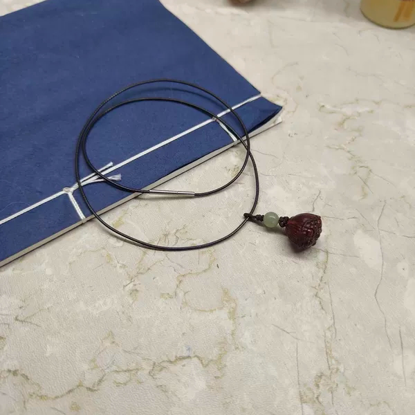 天然印度小叶紫檀木精致莲蓬坠锁骨链好运莲莲和田玉珠品质项链绳