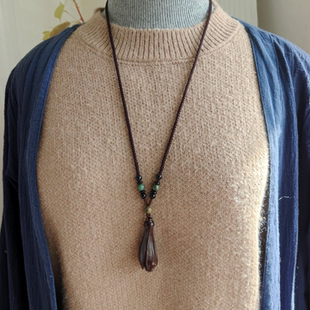 小叶紫檀木玉兰花木质吊坠毛衣链项链女款送女友爱人闺蜜妈妈礼物