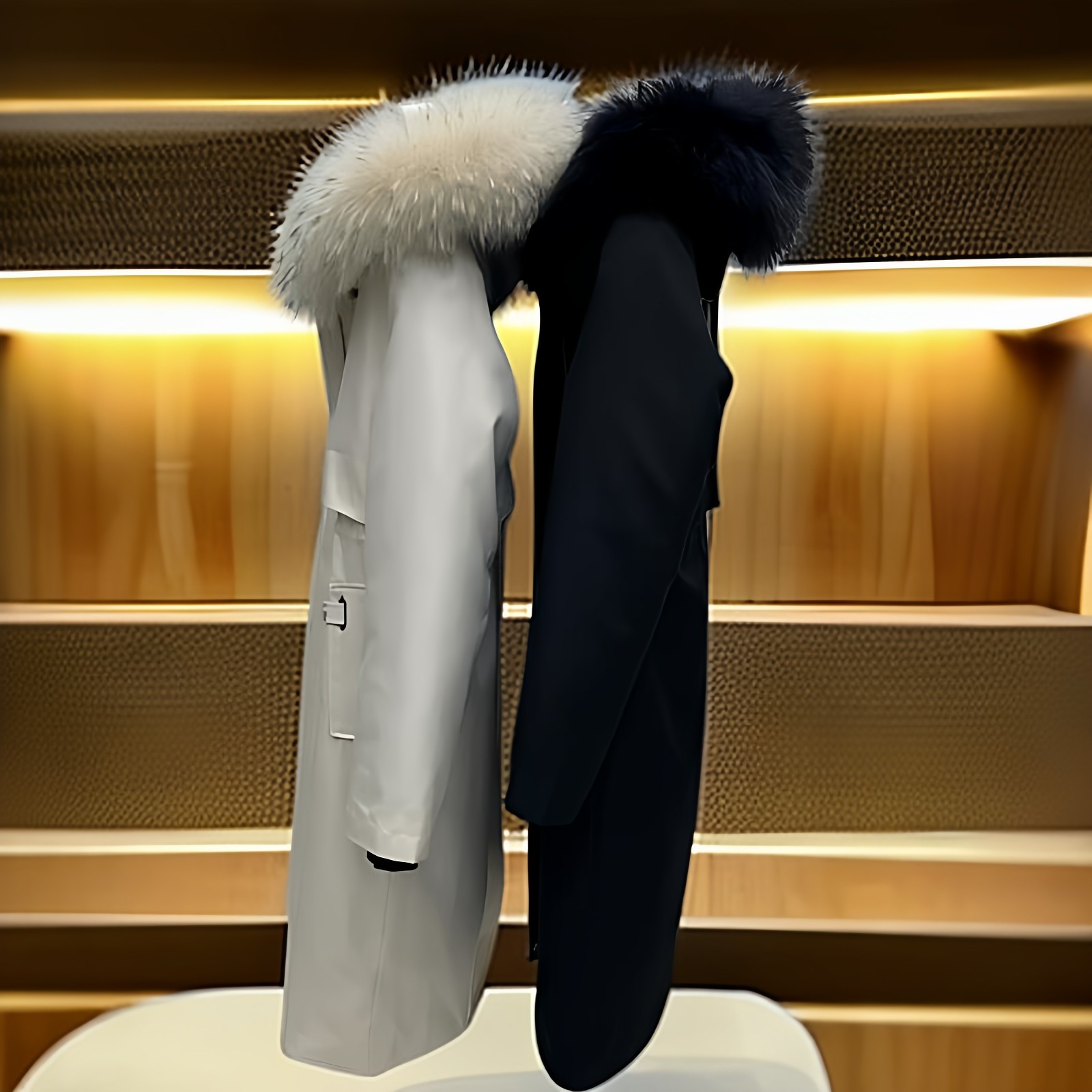 2025新款皮草外套女中长款连帽加厚保暖时尚百搭显瘦貉子毛领,女装/女士精品,皮草,淘宝优惠券,粉丝福利购,淘宝优惠卷