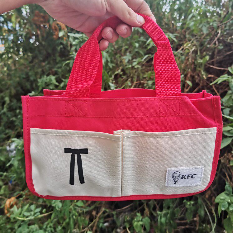 肯德基kfc红色小号手提袋横款大容量购物袋女生小可爱便携收纳袋
