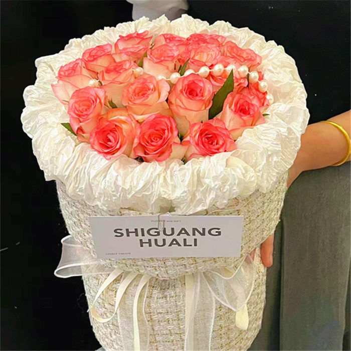 【浪漫艾莎】19朵粉玫瑰花小香鲜花速递(同城)