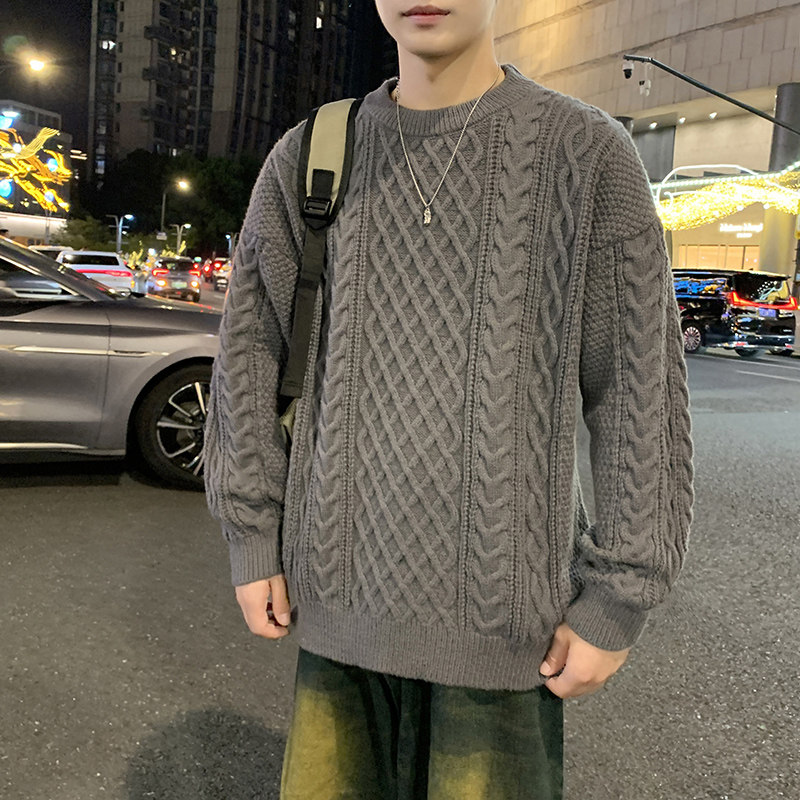 MY8267圆领针织毛衣男秋冬季宽松百搭打底衫休闲潮流常规37加绒47,男装T恤,四季星座303A