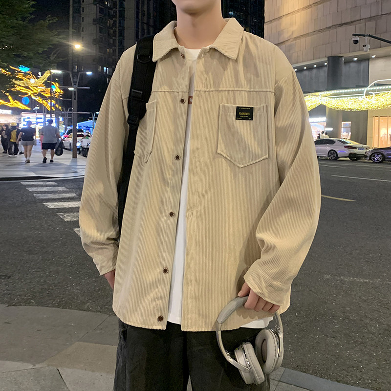 cityboy男秋冬季灯芯绒韩版工装衬衣宽松外套JK2022常规30加绒40,男装夹克,四季星座303A