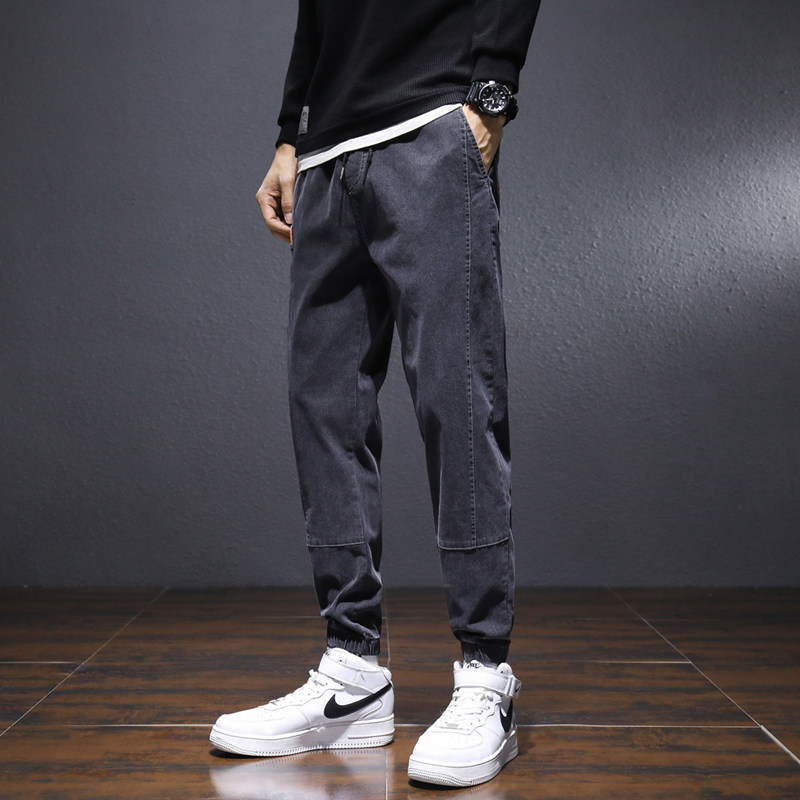 2025秋季新款牛仔裤男大码束脚系绳休闲裤时尚潮流百搭K2025P25,男装牛仔裤,四季星座303A