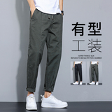 男裤子休闲裤男长裤宽松直筒裤男裤秋季工装裤潮牌韩版NZ98P25，男装工装外套，四季星座303A