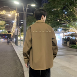 JK2025男士外套衬衫长袖衬衣春秋冬装夹克工装上衣服常规30加厚40，男装夹克，四季星座303A