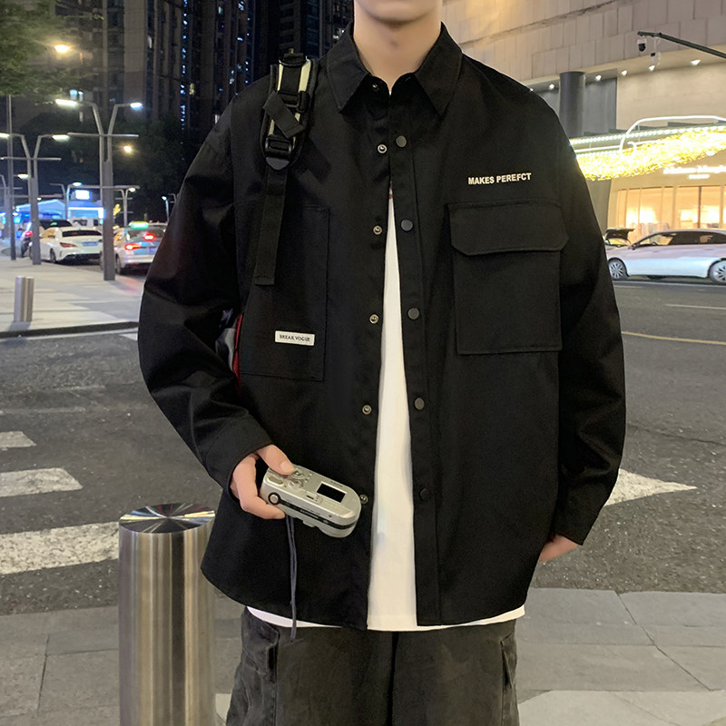 JK2025春秋男装外套夹克衫长袖衬衫工装衬衣日系秋装常规30加绒40,男装夹克,四季星座303A