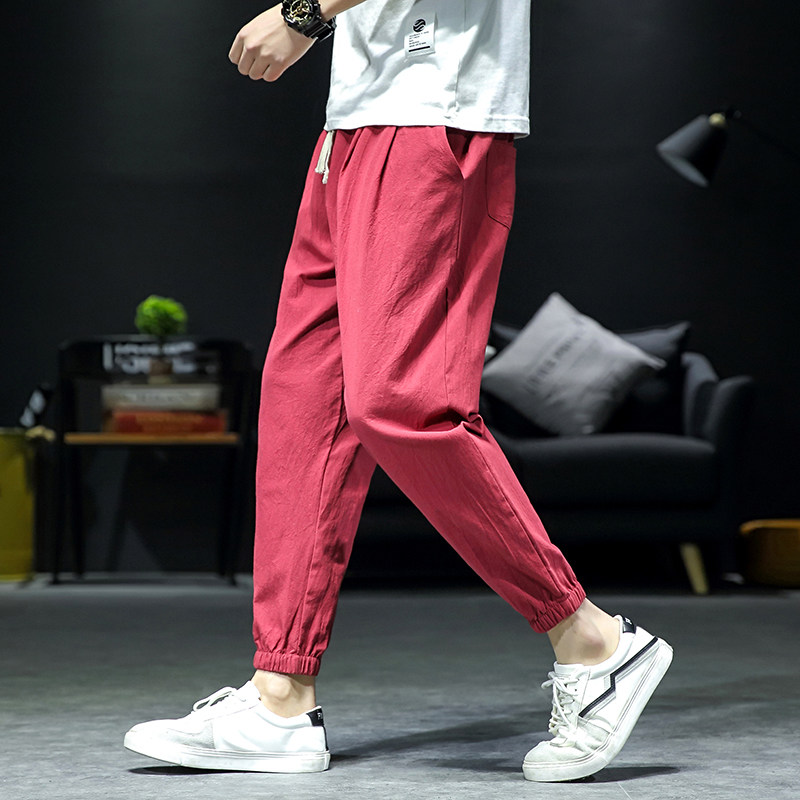 春季男士休闲裤子宽松韩版潮束脚小脚亚哈伦裤运动9分裤K801P18,男装休闲裤,四季星座303A