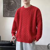 MY8267麻花毛衣男生秋冬季新款复古日系慵懒风圆领男常规37加绒47，男装针织衫/毛衣，四季星座303A
