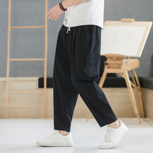 2025春夏休闲裤子男百搭棉麻宽松亚麻裤韩版潮流长裤直筒K22P25图片