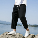 夏季休闲裤子男百搭棉麻宽松亚麻裤韩版潮流九分裤长裤直筒K22P25，男装休闲裤，四季星座303A