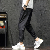 夏季男冰丝薄款休闲裤修身宽松束小脚九分裤哈伦裤K022，男装休闲裤，四季星座303A