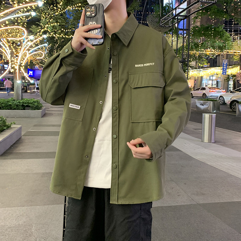 JK2025春秋男装外套夹克衫长袖衬衫工装衬衣日系秋装常规30加绒40,男装夹克,四季星座303A