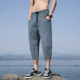 棉麻七分裤男夏薄款亚麻马裤休闲沙滩裤子男裤短裤K88P23，男装牛仔裤，四季星座303A