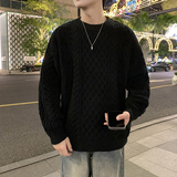 MY8267麻花毛衣男生秋冬季新款复古日系慵懒风圆领男常规37加绒47，男装针织衫/毛衣，四季星座303A