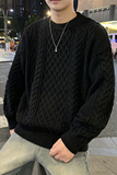 MY8267麻花毛衣男生秋冬季新款复古日系慵懒风圆领男常规37加绒47，男装针织衫/毛衣，四季星座303A