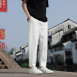 30%亚麻含量男士夏季休闲裤九分裤子新中式风男装K100P30，男装休闲裤，四季星座303A