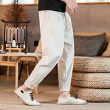 两件装休闲裤子夏季宽松韩版潮流九分束脚裤亚麻哈伦裤运动K801，男装休闲裤，四季星座303A