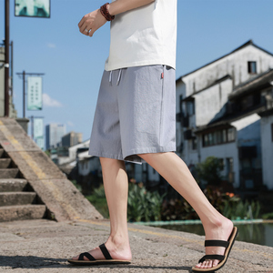 新中式亚麻裤子夏季轻薄透气潮男士短裤棉麻休闲裤风男装K600图片