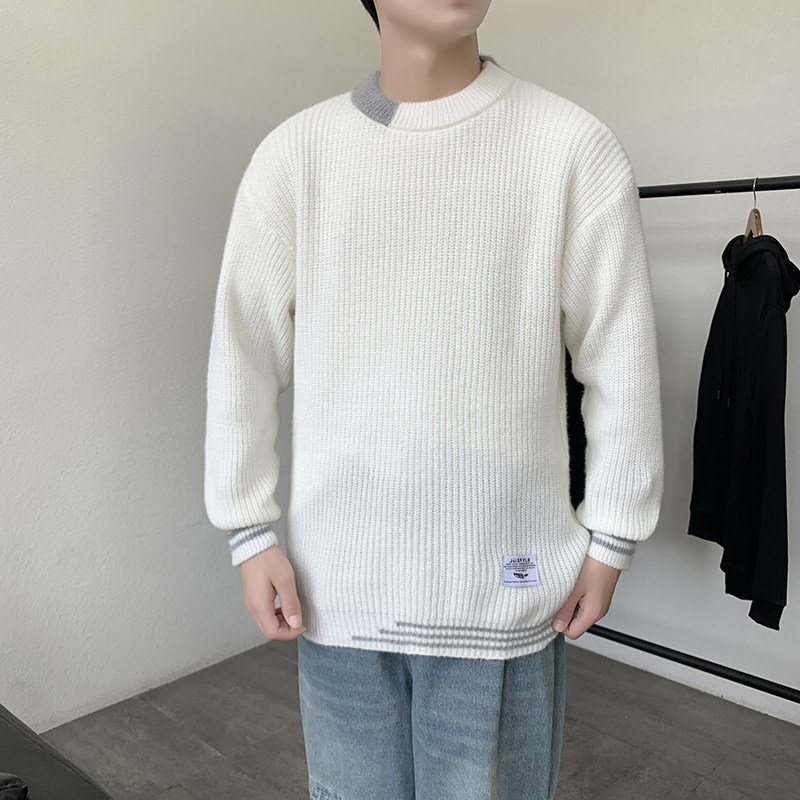 MY8267圆领毛衣男秋冬季纯色针织打底衫内搭加厚保暖常规37加绒47,男装T恤,四季星座303A