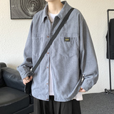 港风灯芯绒加厚长袖衬衫男春秋季大码衬衣外套休闲上衣服JK2022，男装衬衫，四季星座303A